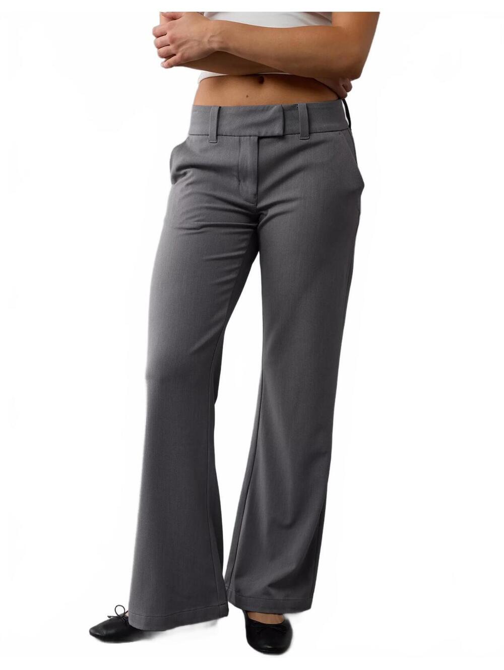 AE Short Stretch Low-Rise Flare Trouser American Eagle NWT Gray Marl Size 14S/32